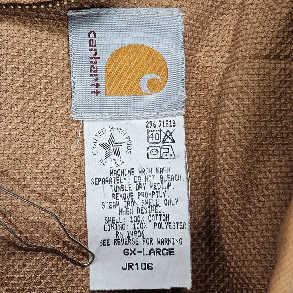 Carhartt JR106 Duck Thermal Lined Active Jac Hooded Jacket Carhartt Brown 6XL